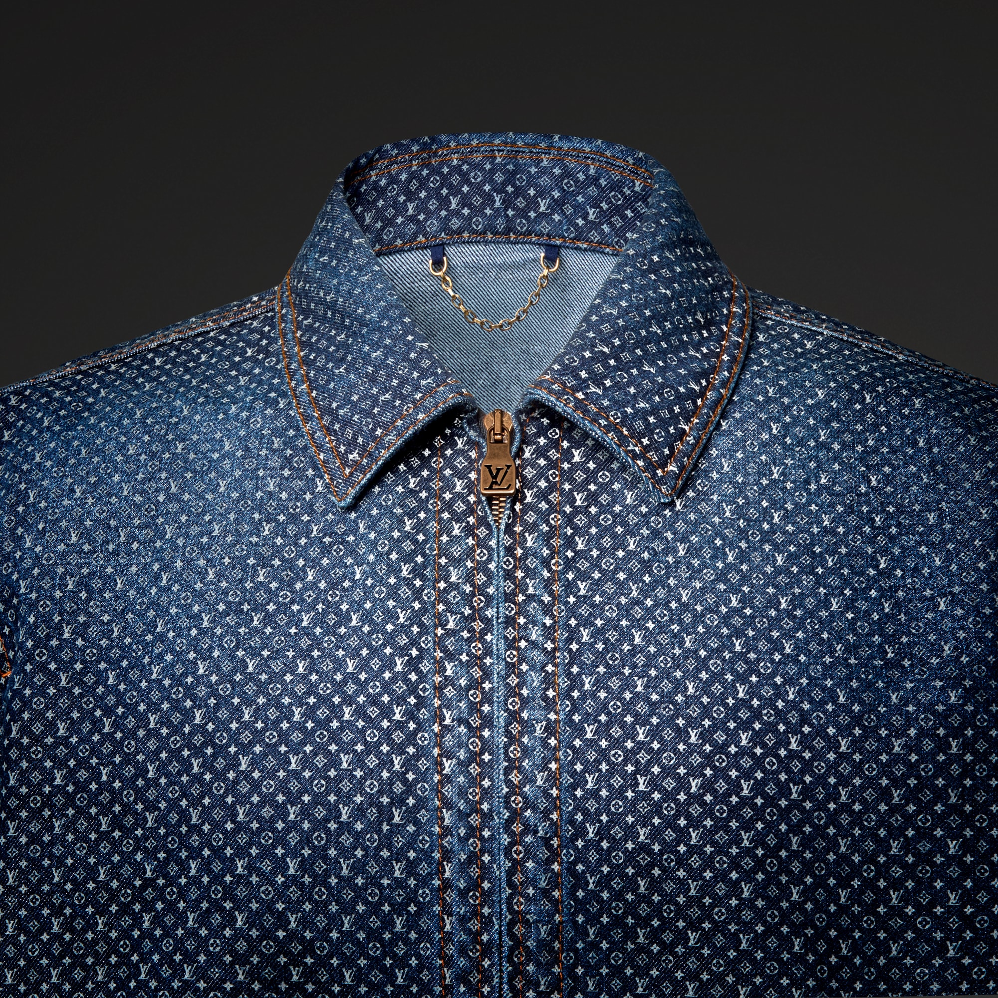 LOUIS VUITTON デニムジャケット Reflective Nanogram Zippered Denim Jacket - Men - Ready-to-Wear
